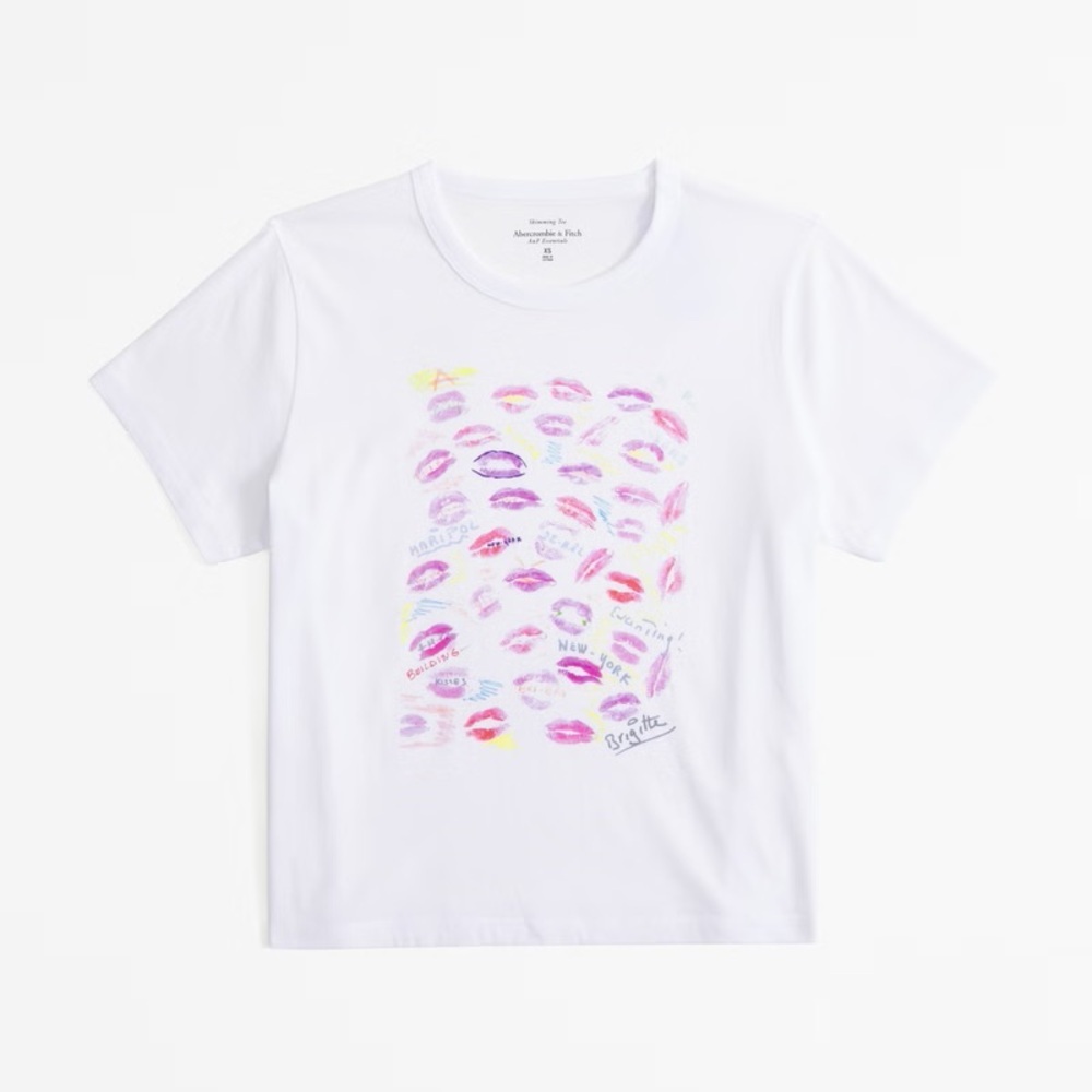 Abercrombie & Fitch Short-Sleeve Maripol Graphic Skimming Tee Small